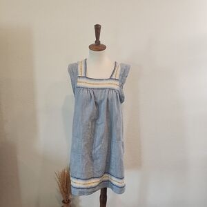 Faherty Hailee Blue Striped Cotton Dress